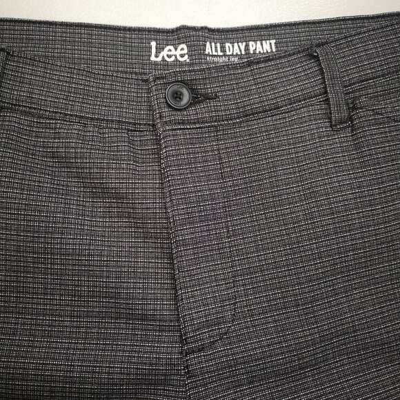 Lee All Day Pant Ladies Size 12 Medium Straight Legs Dark Grey Plaid Pants - Picture 7 of 14
